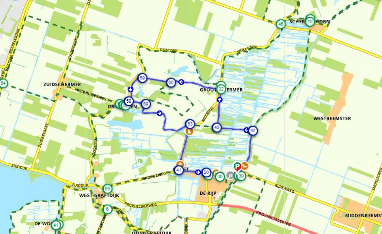 Haring en Hennep route op de kaart